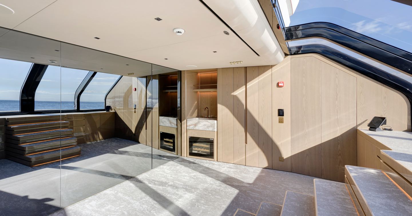 Alia Superyacht Ximena beach club interior 