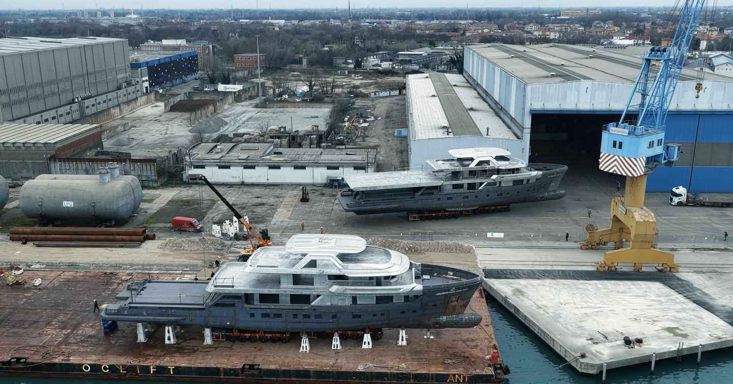 CdM Flexplorer 165 explorer yachts pre-outfitting outside CdM shipyard