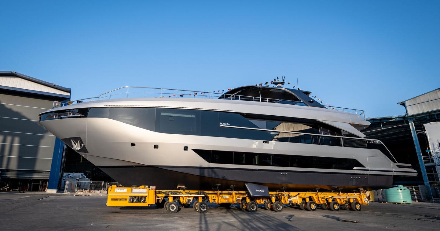 Maiora first M30 yacht at launch side view 