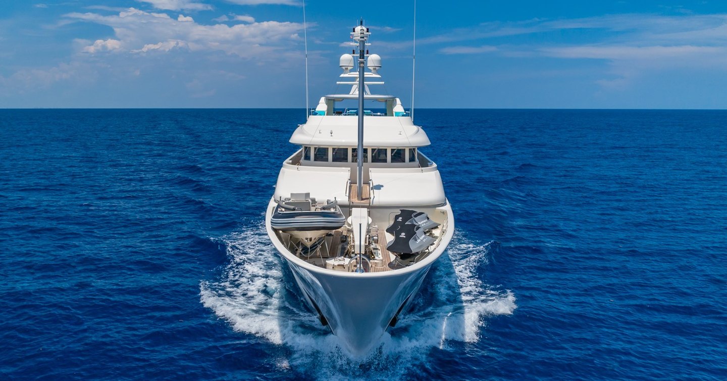 Motor yacht Nita K II head-on shot whilst underway