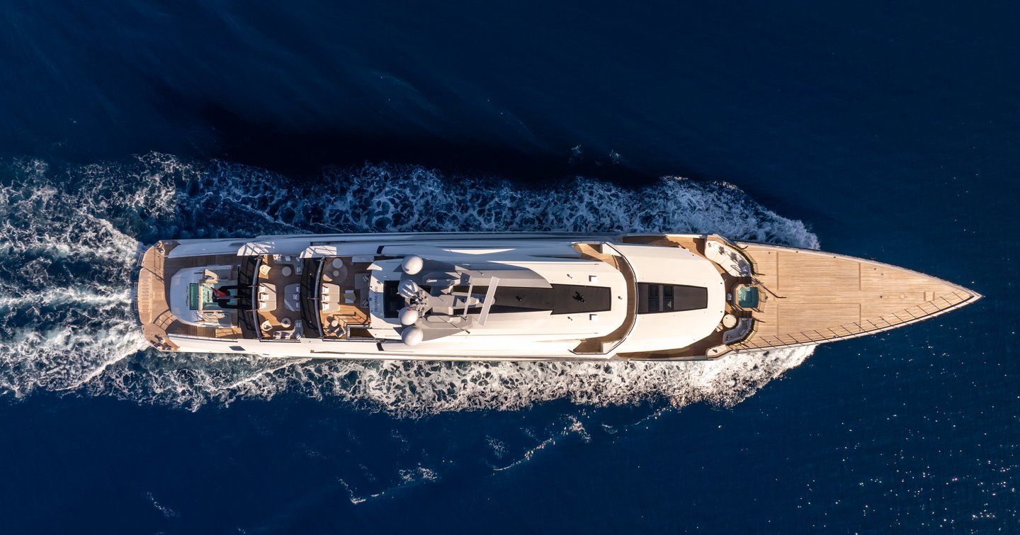 Aerial view of Bilgin 263 Superyacht Al Reem under way 