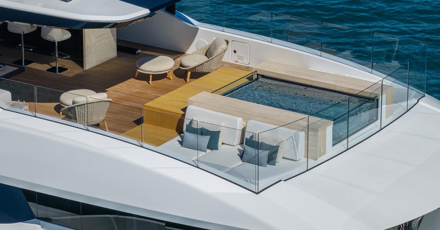 Superyacht Andala sundeck jacuzzi and sunpads 