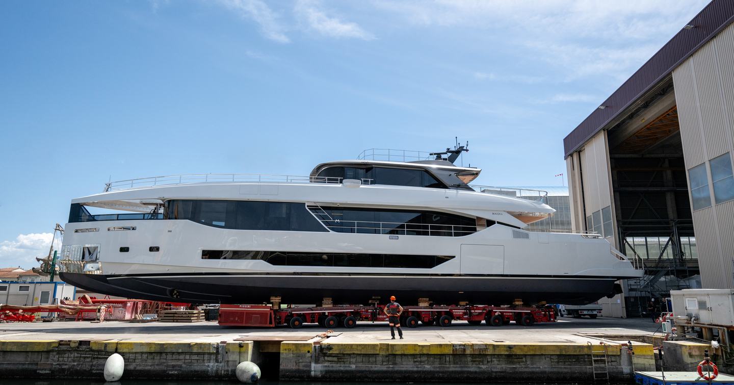 Second Maiora 36 Exuma superyacht at launch on trolley