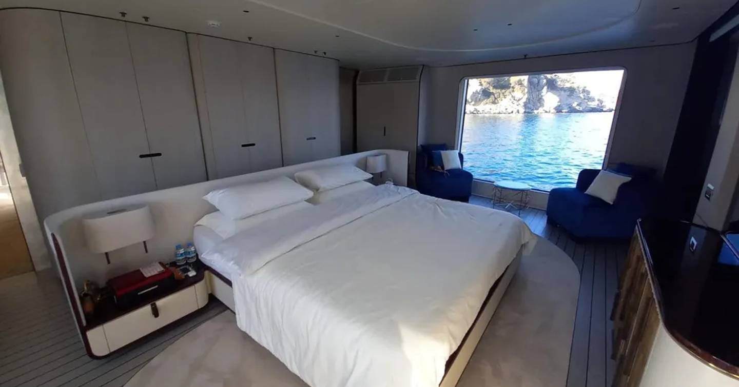 Azimut superyacht Dagusha V master cabin with large window 