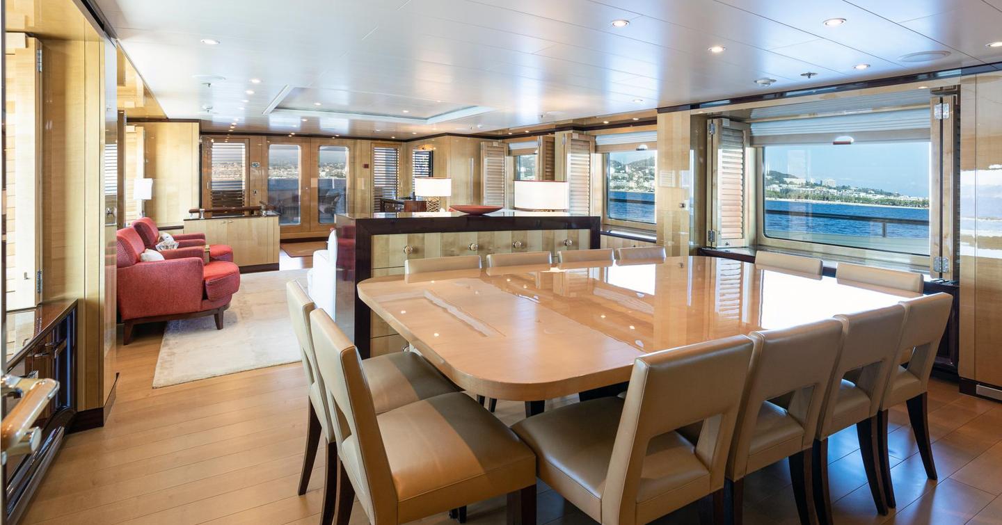 Superyacht Were Dreams main saloon dining area 
