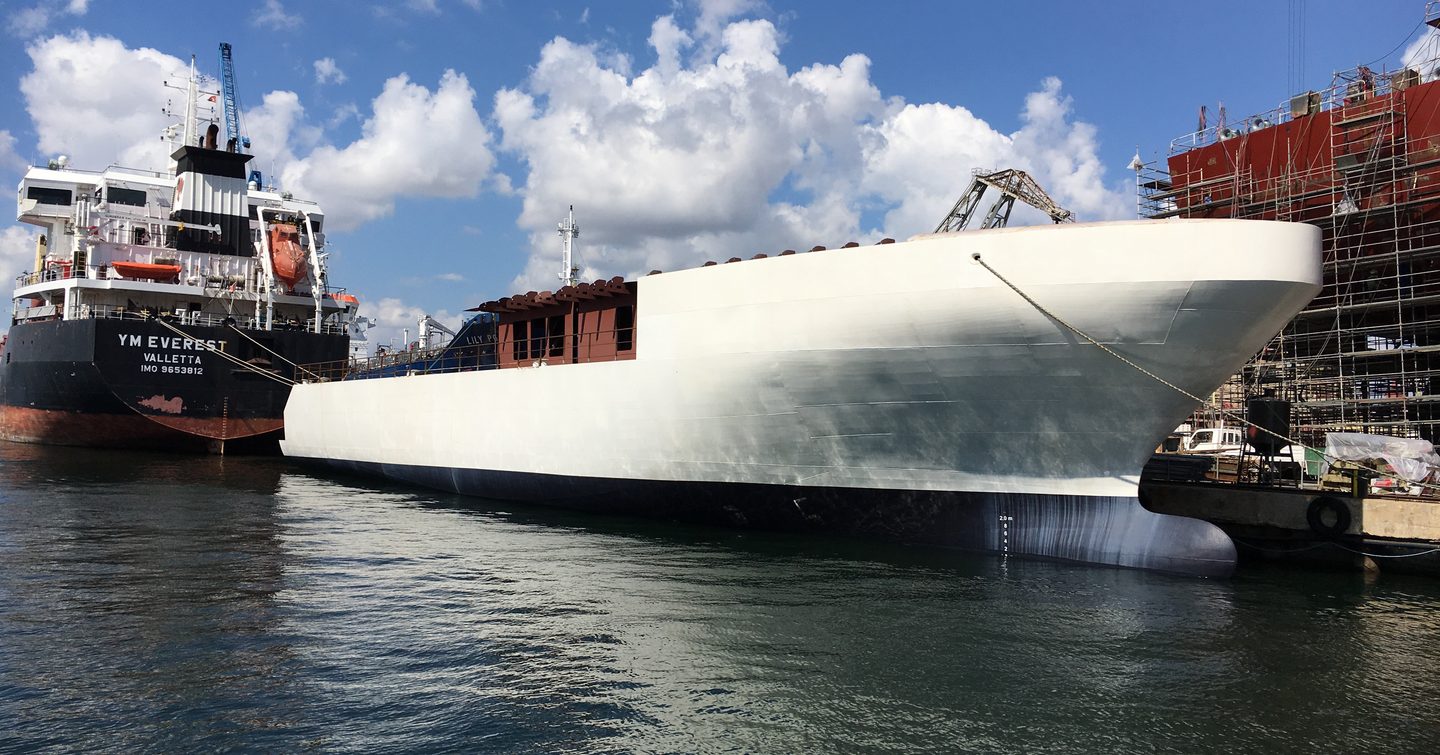 Hull of superyacht Project Orca at Turkish shipyard 