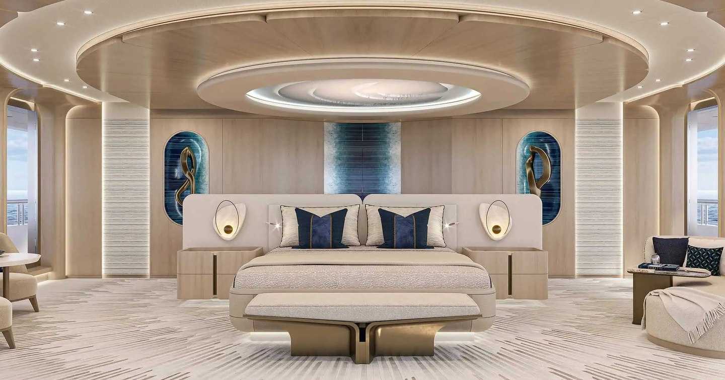 Rendering of superyacht Project Life's master cabin