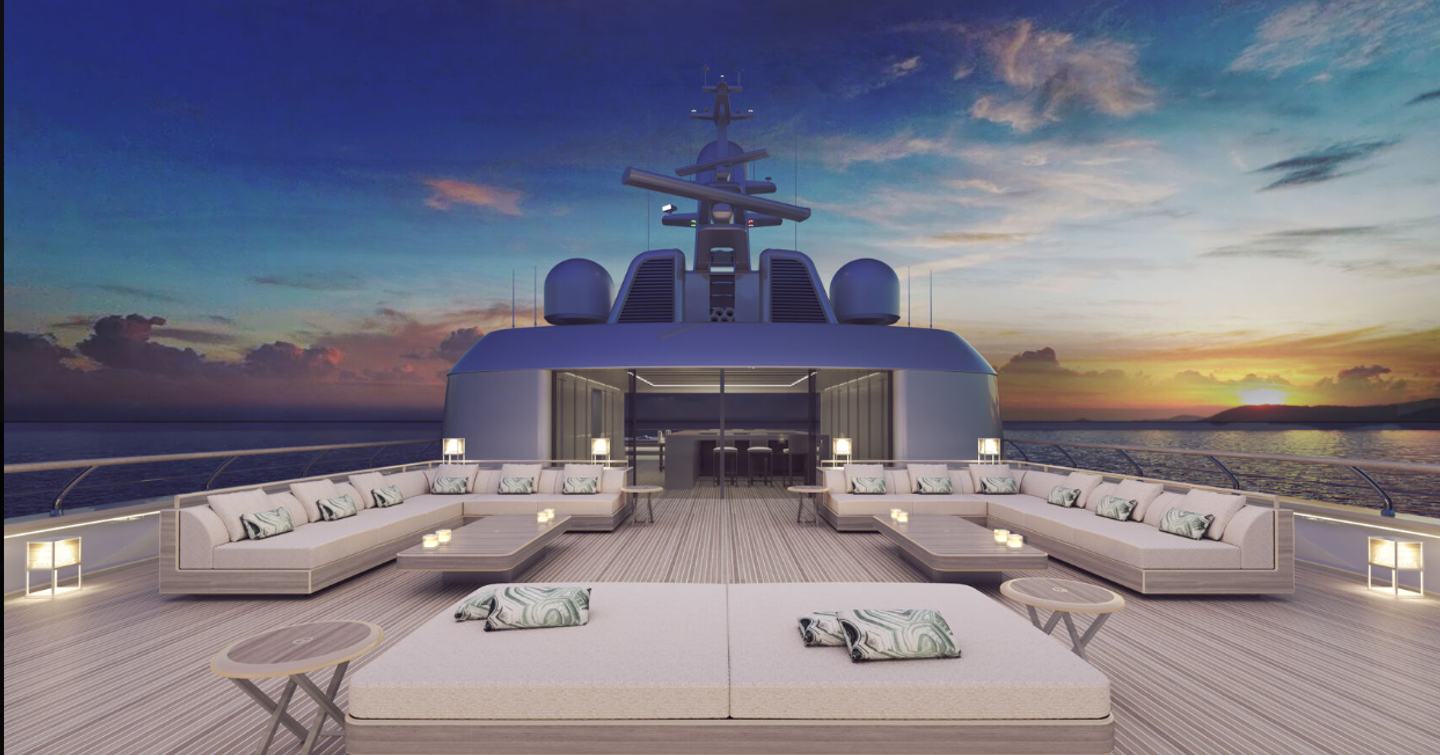 Rendering of superyacht Metamorphosis upper deck