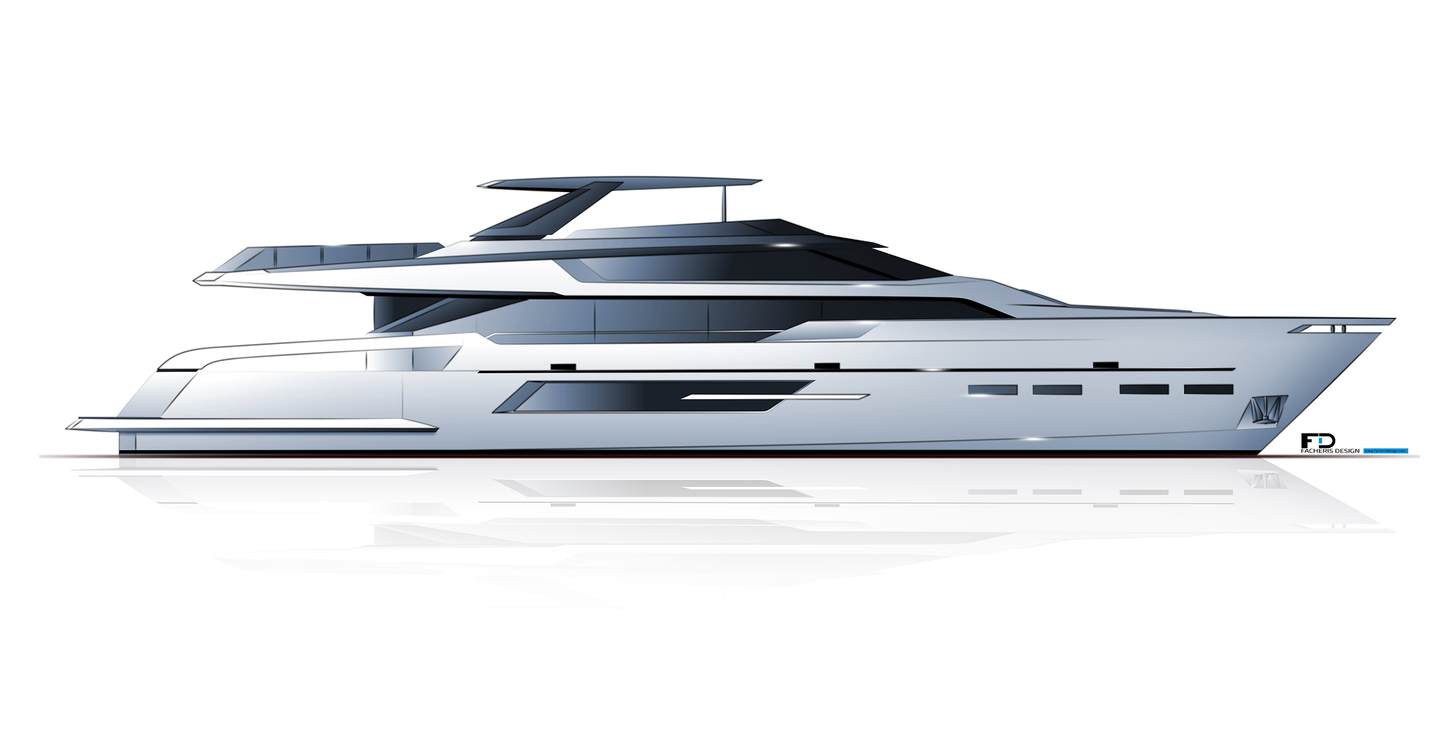 Sketch of Hargrave 120 yacht model