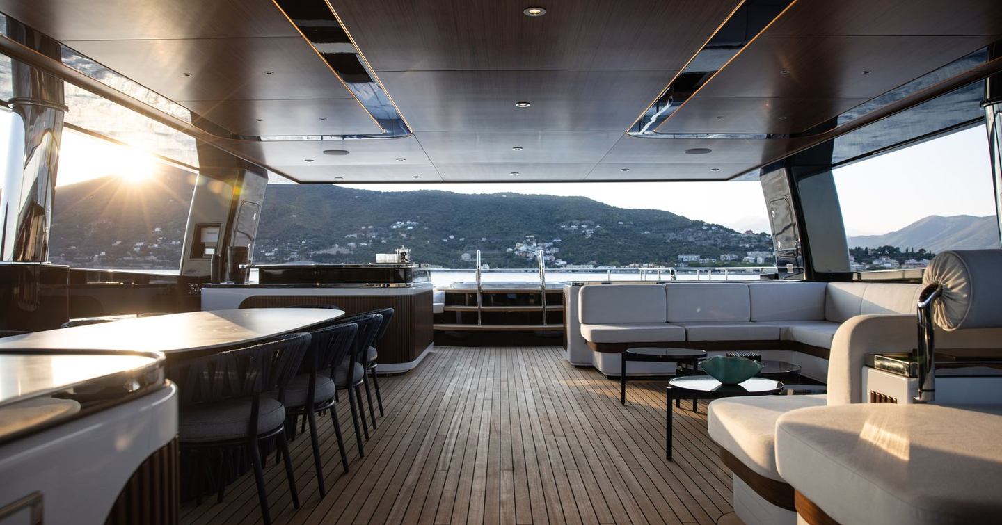 GX Superyachts GX42 RPH yacht upper deck lounge and jacuzzi  