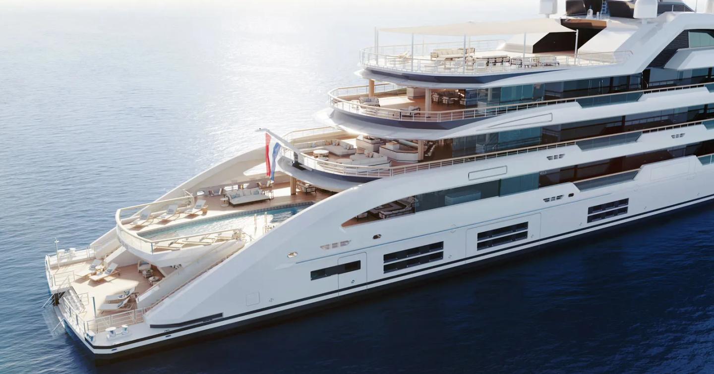 Rendering of Superyacht Project Tanzanite aft decks with infinity pool