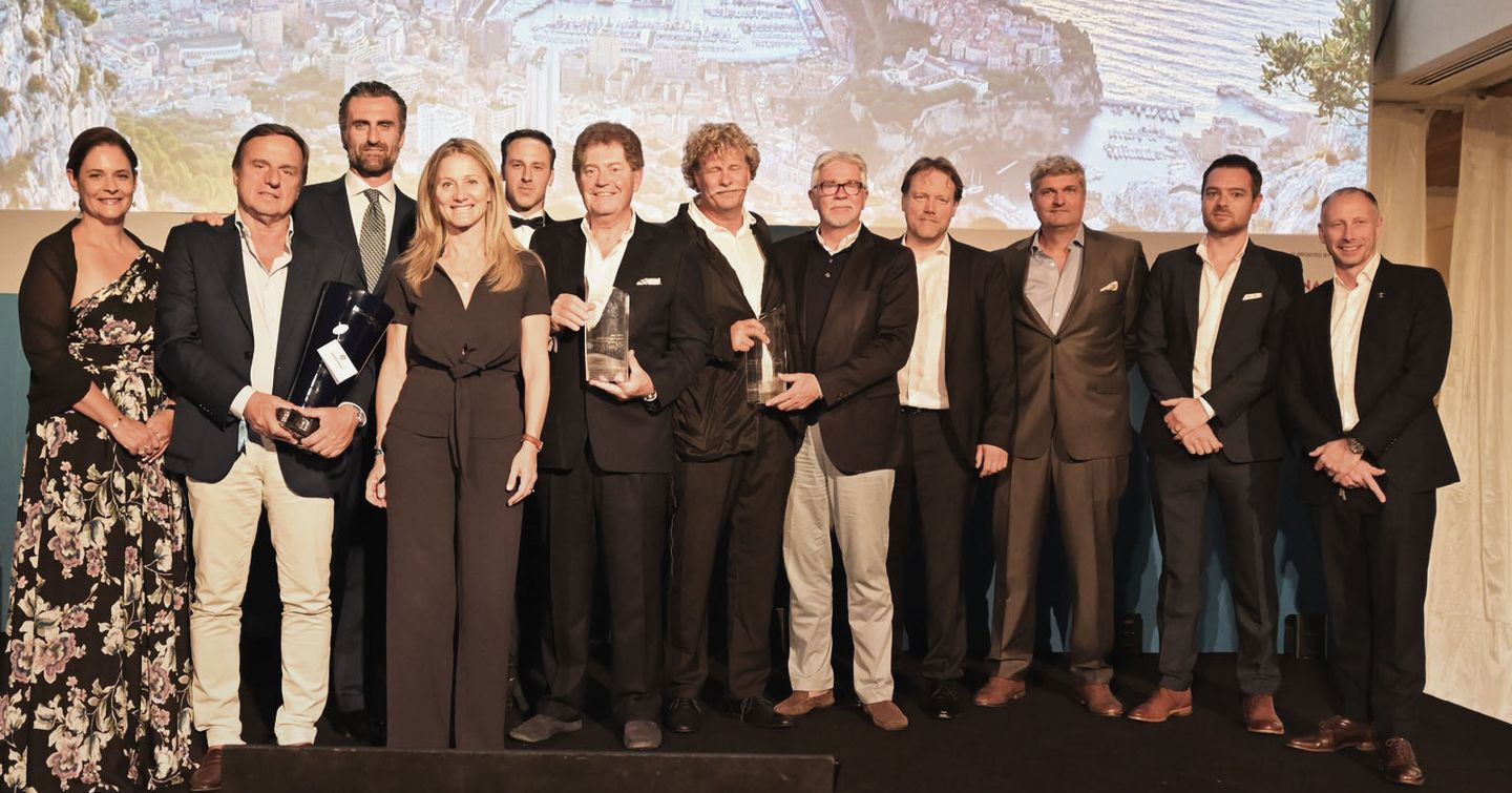 Line up of winners at the Monaco Yacht Show Awards