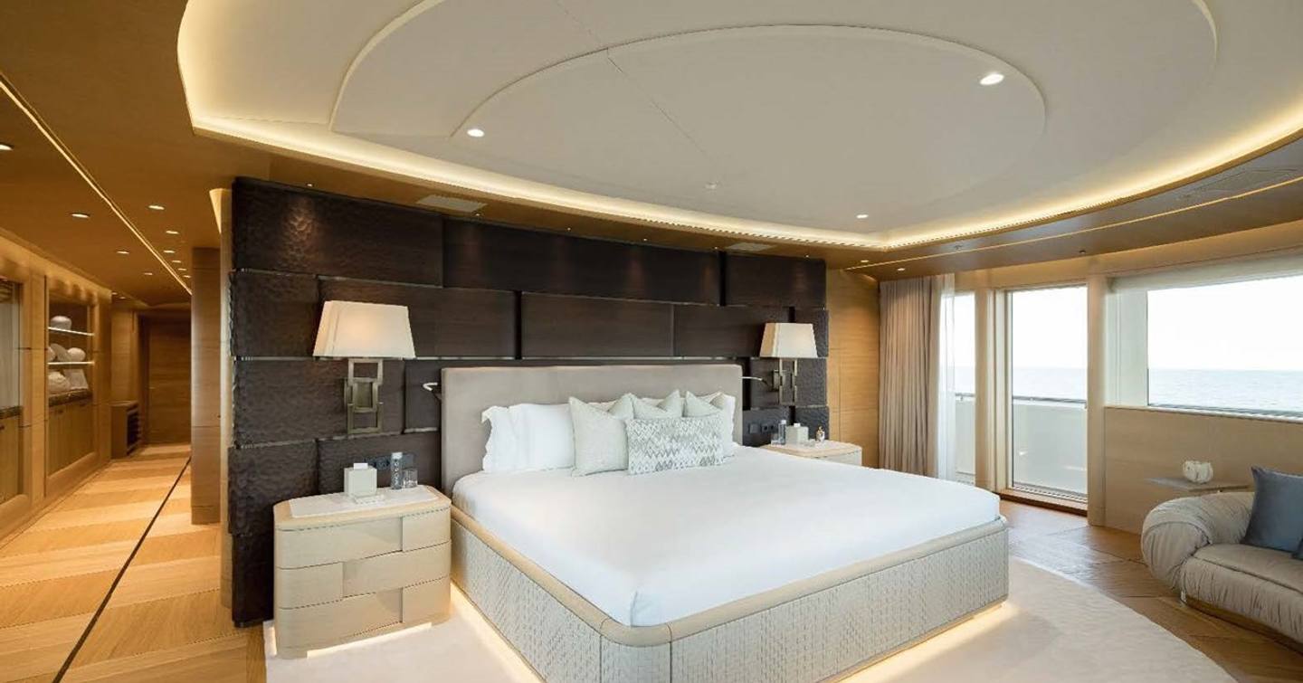 Superyacht Here Comes The Sun master suite with ocean view