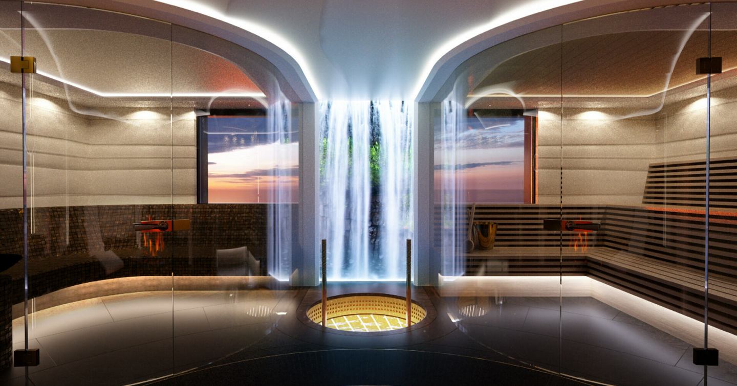 Rendering of Superyacht Kismet indoor spa