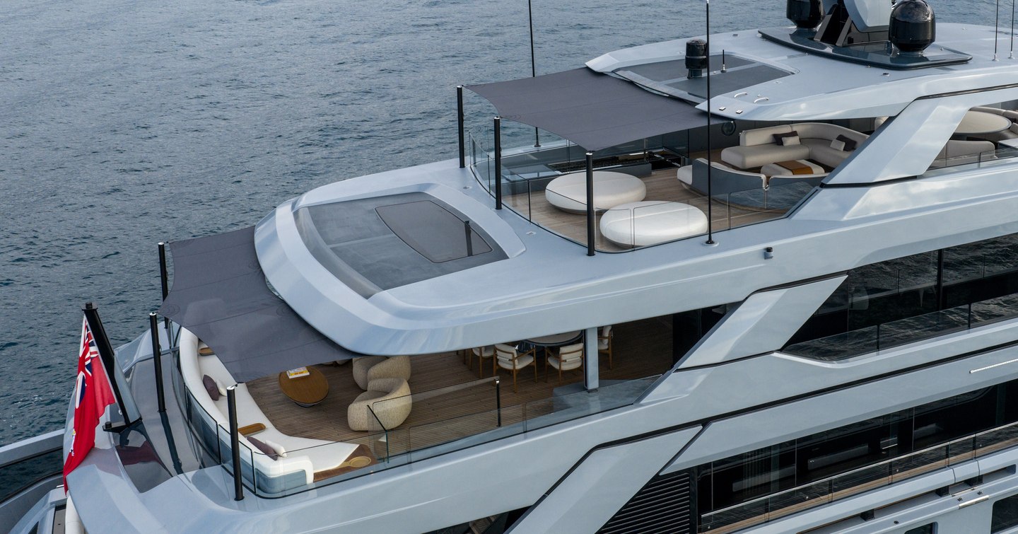 Explorer Yacht RJ aft decks with shaded seating and canopies 