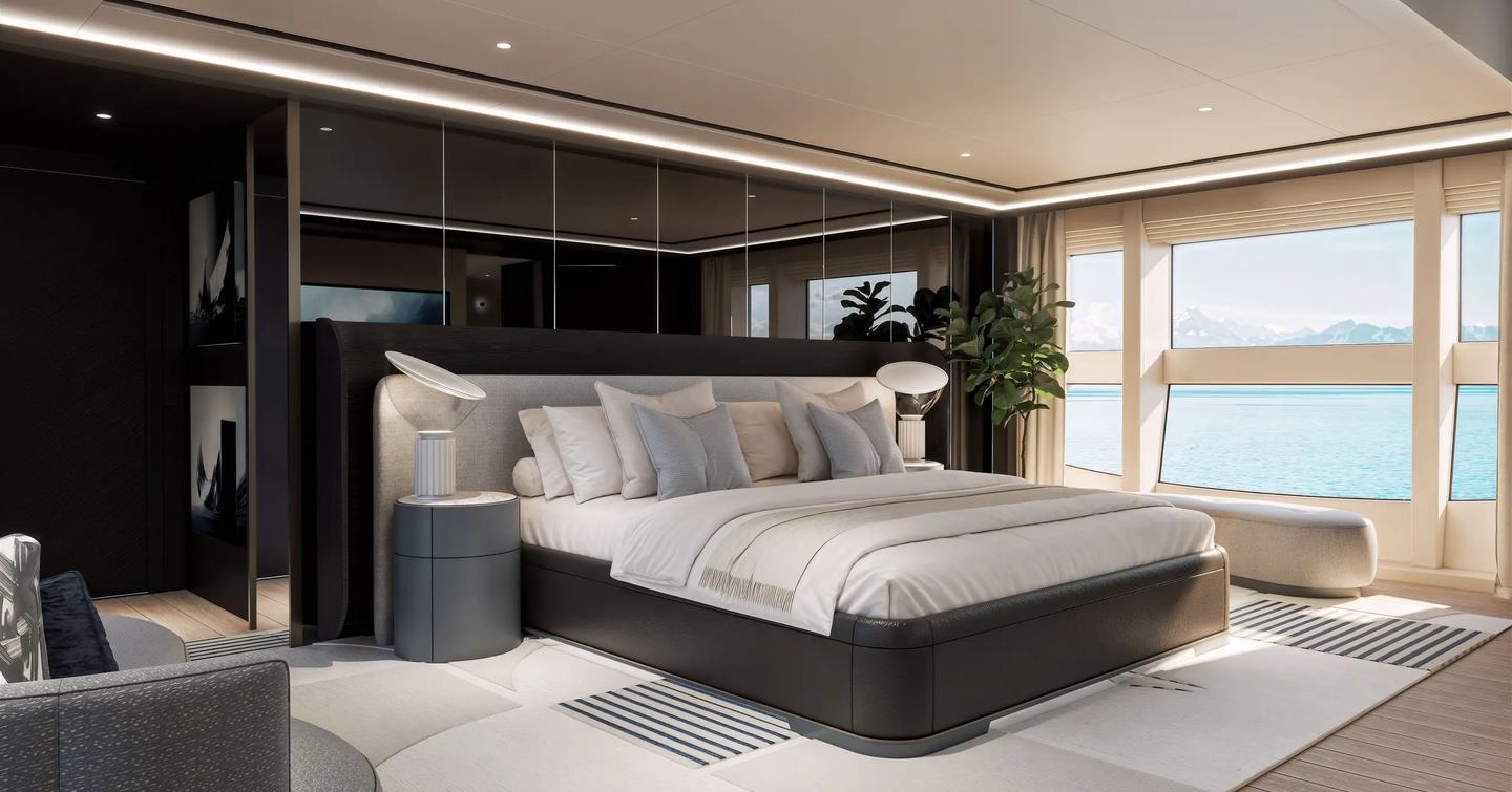 Rendering of Sunseeker 134 Superyacht master cabin