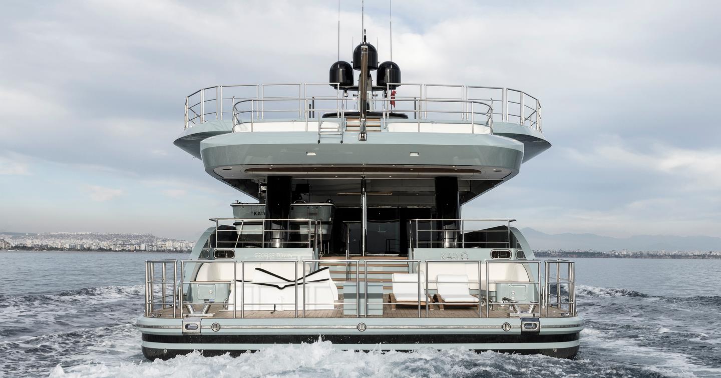 Close up of Superyacht Limerence's aft