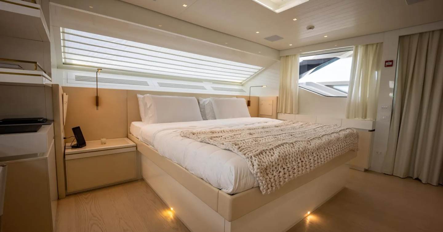 Sanlorenzo superyacht Our Aleph master cabin with large window 
