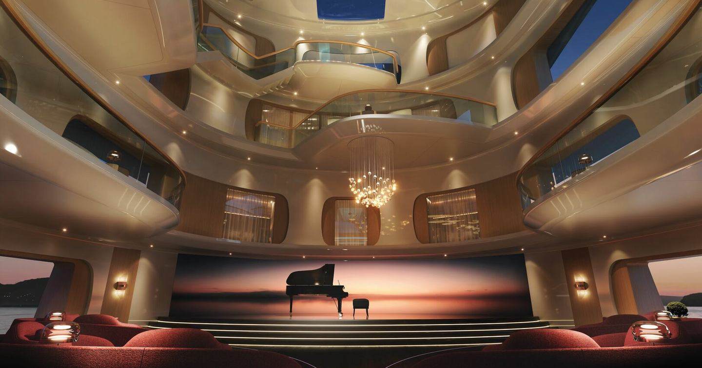 Feadship superyacht Hive entertaining area with balconies 