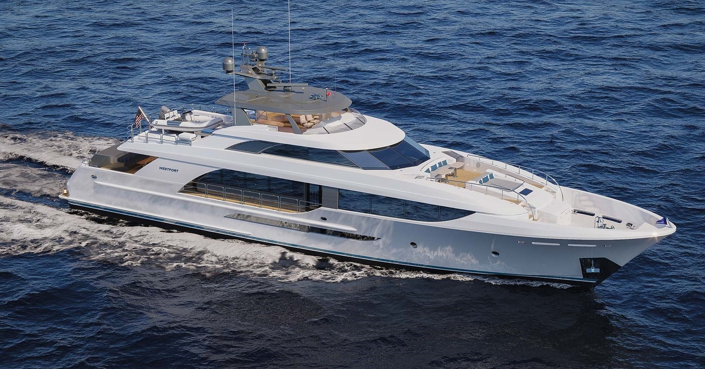 Westport W135 superyacht under way 