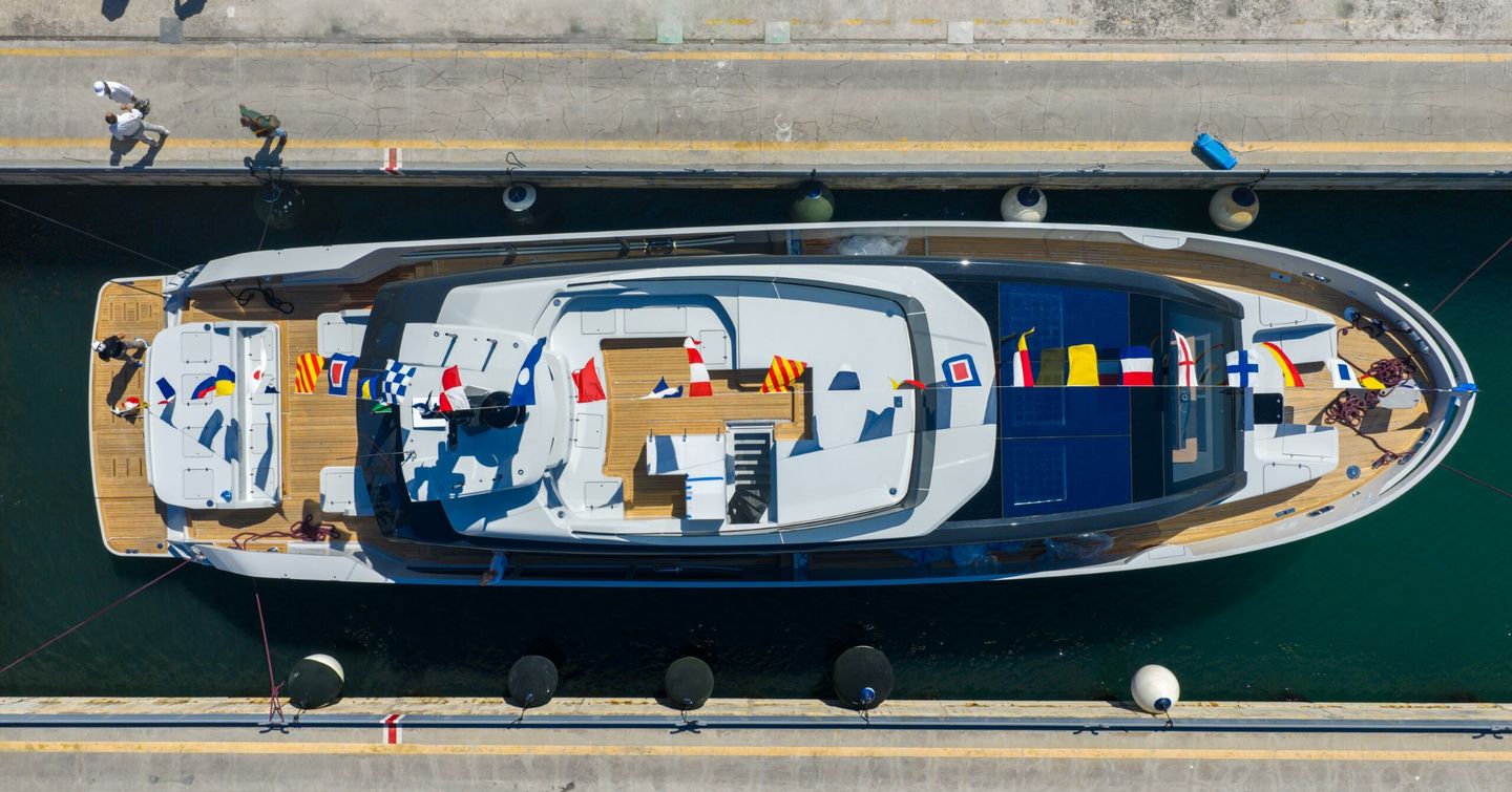 Aerial view of Motor Yacht Ivanova at launch