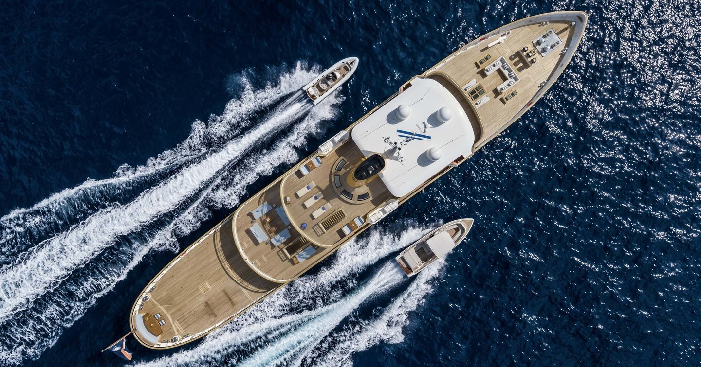 View from above of explorer yacht Blue II