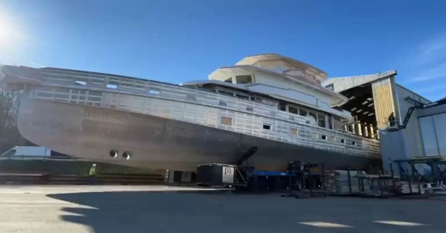 JFA Explorer 50m superyacht under construction and leaving shipyard 