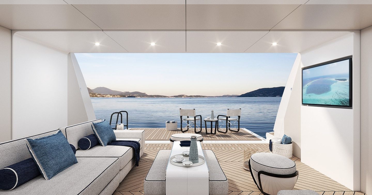 Heesen superyacht Project Sophia beach club lounge area 