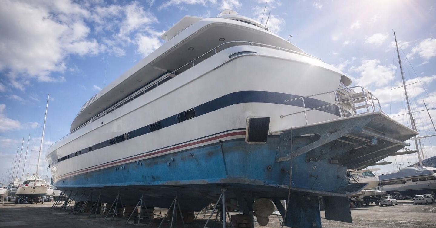 Superyacht Zanzoun at refit facility