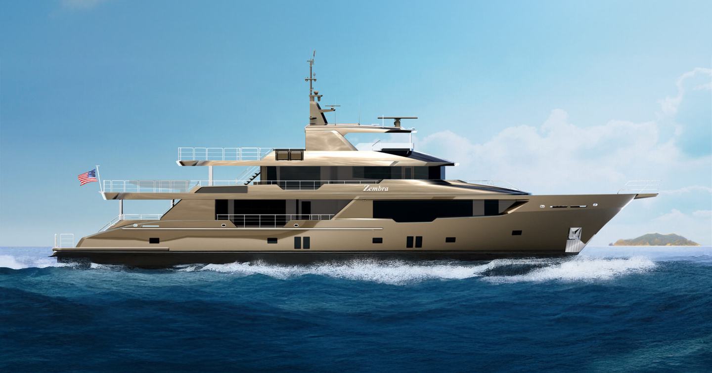 Animation of superyacht Project Zembra under way 