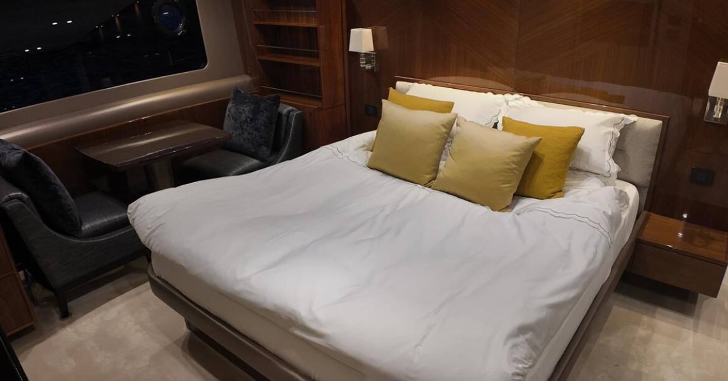 Princess motor yacht Omnia Natura master cabin with desk area 
