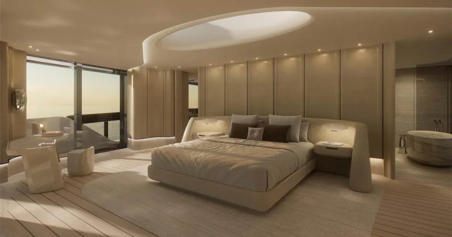 Rendering of Sanlorenzo 74Steel Superyacht Virtuosity  master cabin 