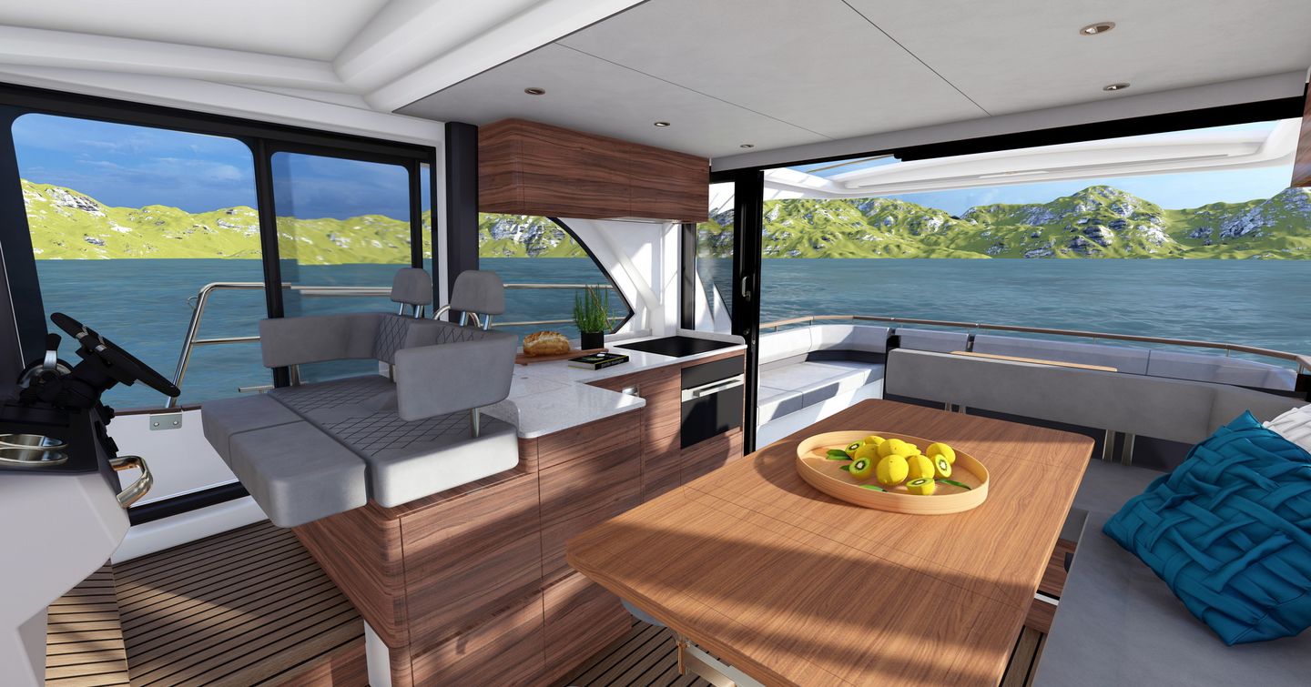 A render of the Marex 440 Scandinavia salon