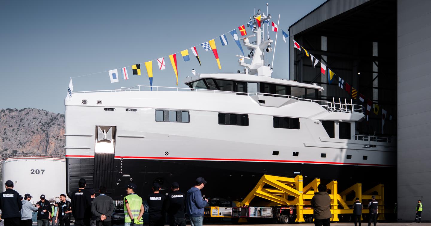 Support yacht Emotional leaving Damen Yachting facilities at launch