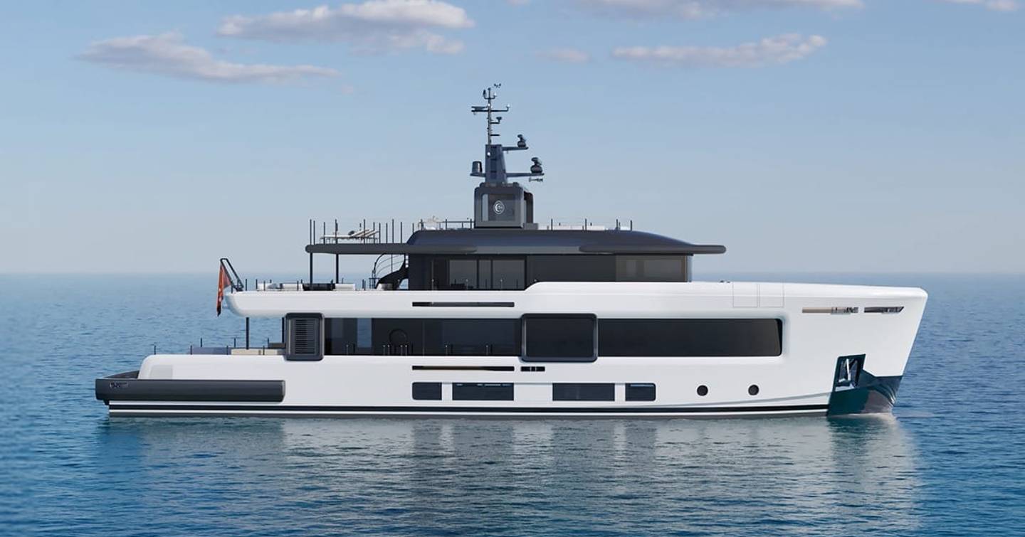 Rendering of explorer yacht Amiga under way
