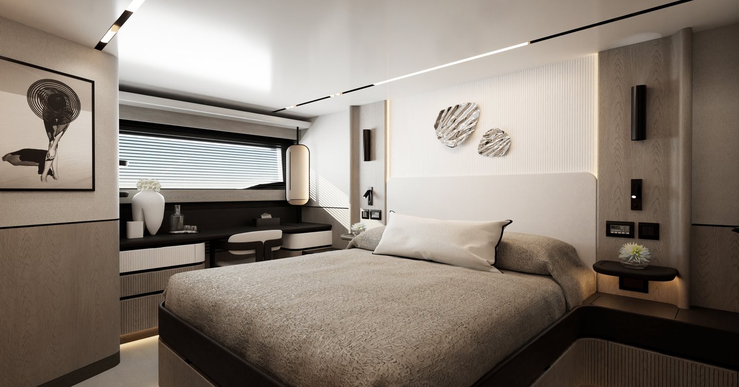 Pearl 73 motor yacht cabin