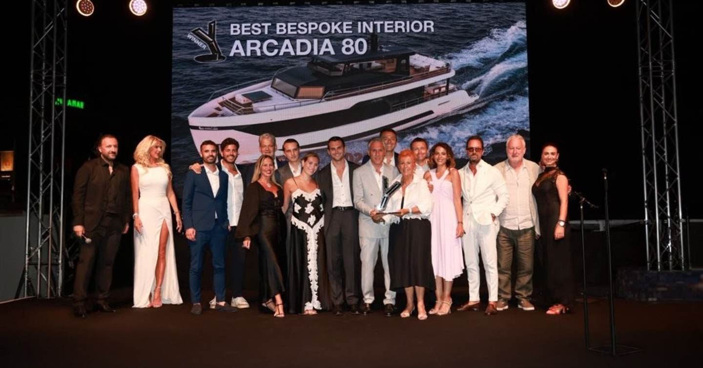 Arcadia A80 on screen during World Yachts Trophies