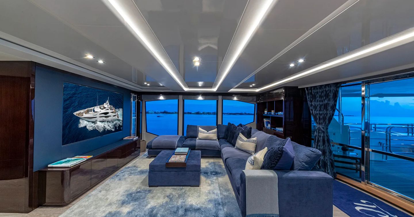 Superyacht TC's interior lounging area 