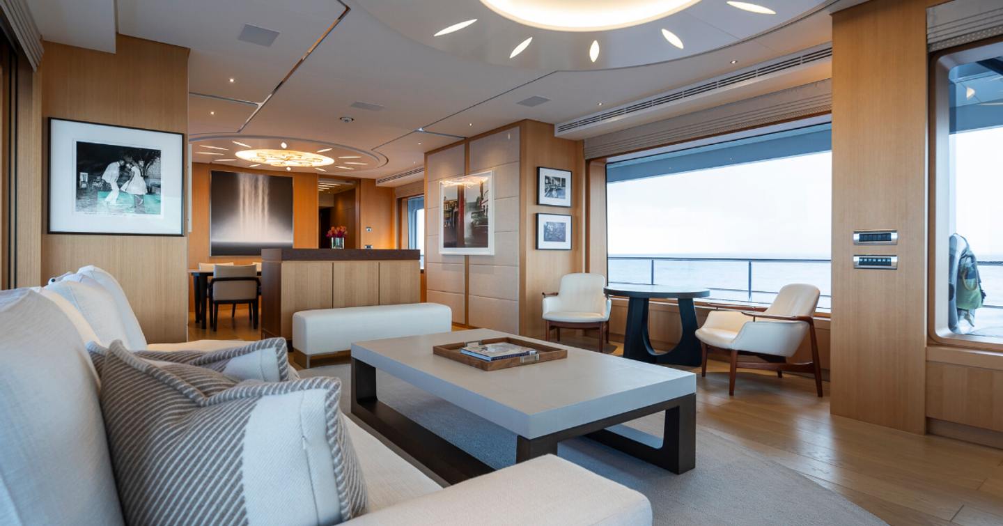  Feadship motor yacht Graycliffs main saloon lounge and dining area 