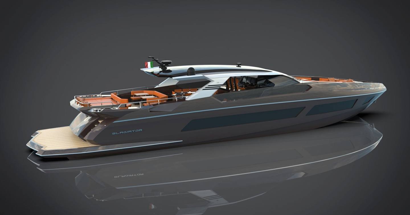 A digital representation of a Canados 919 Gladiator superyacht