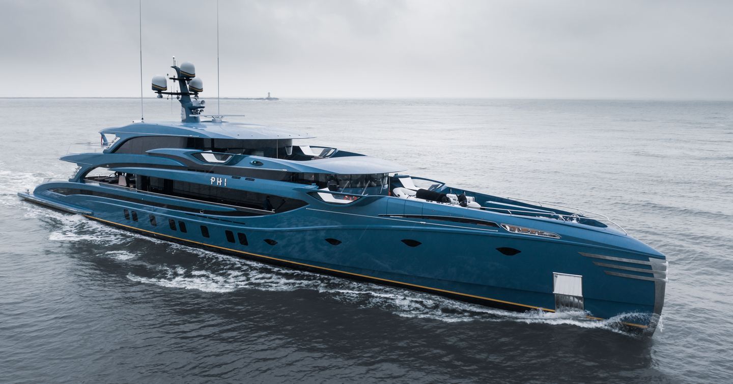 Superyacht PHI on water for sea trials