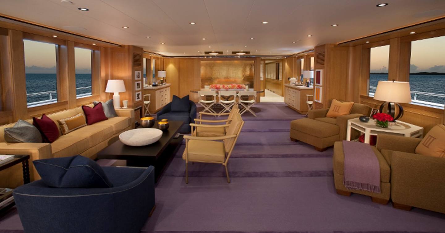 Rendering of Motor yacht Annastar's main saloon