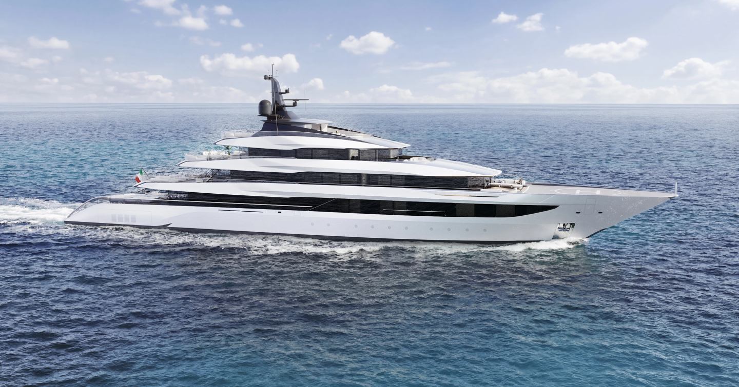 Rendering of ISA Essence 82 superyacht under way 
