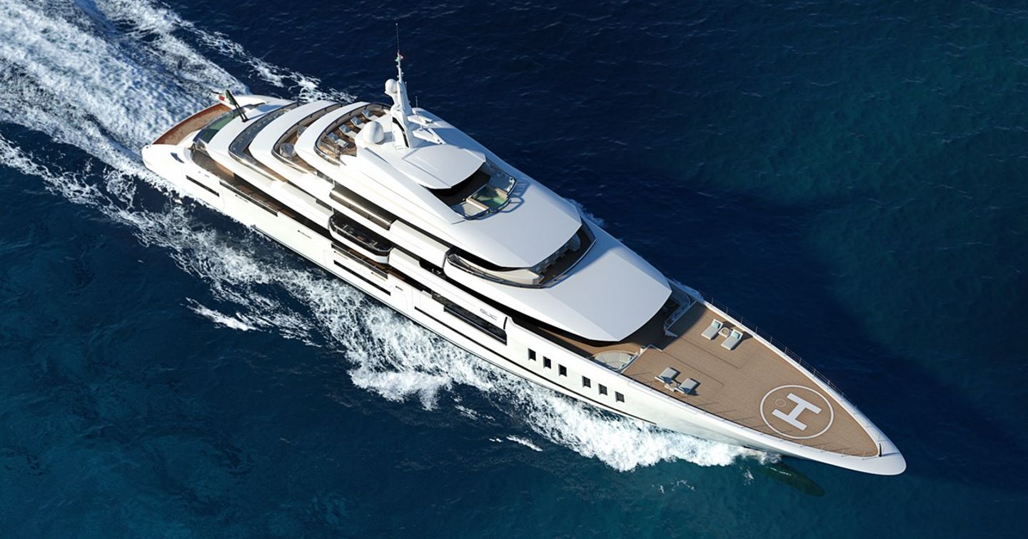 Rendering of ISA Continental 80 superyacht under way 