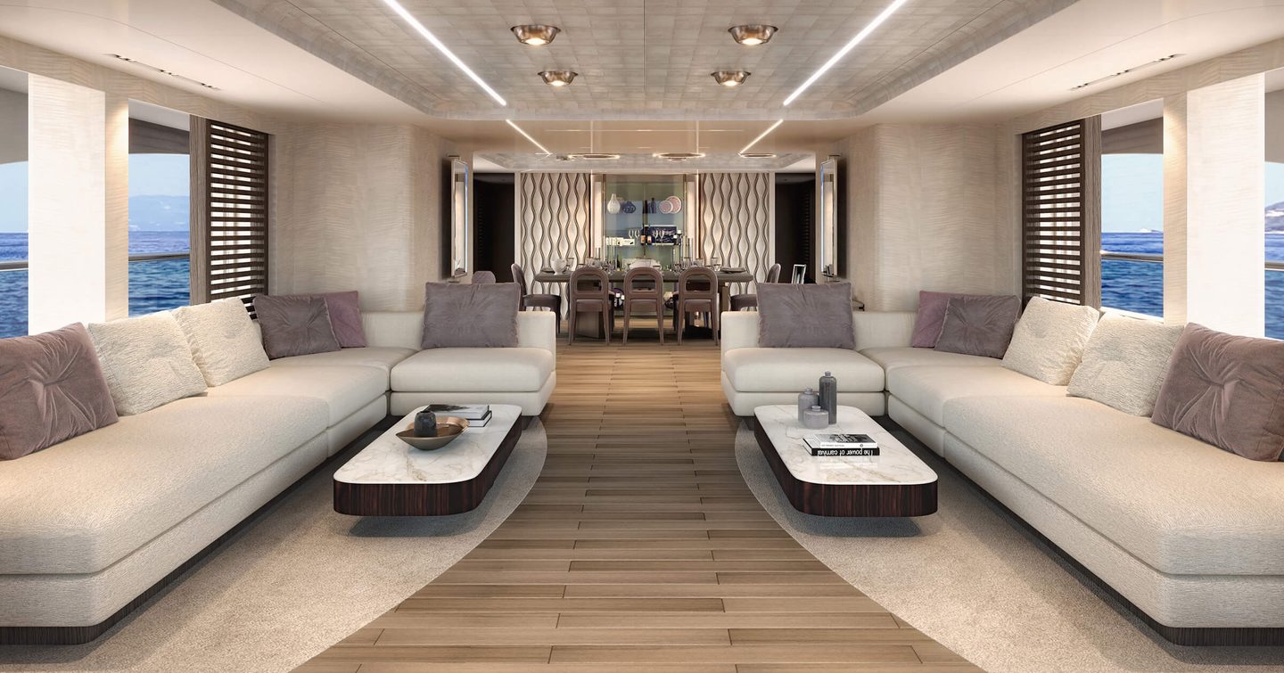 Benetti B.Now 50M model main saloon lounge