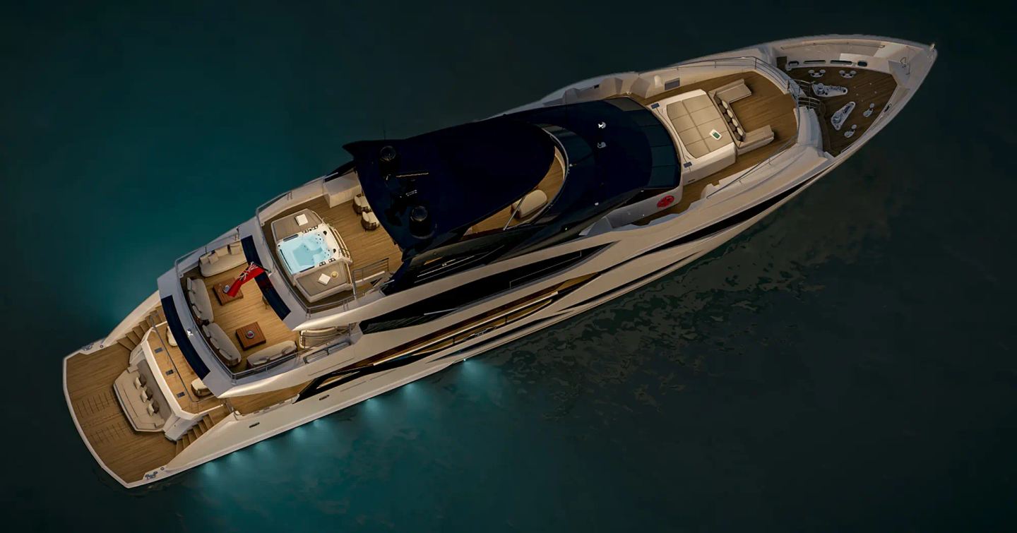 Aerial Rendering of Sunseeker 134 Superyacht 