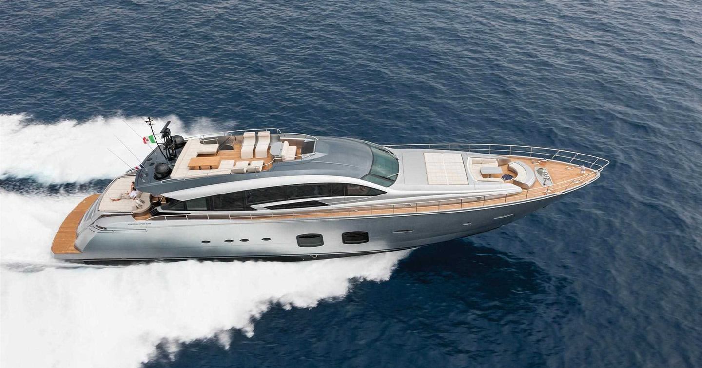 Pershing 108 motor yacht under way