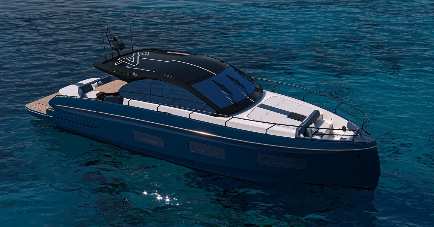 Rendering of Beneteau Gran Turismo 50 boat at anchor 