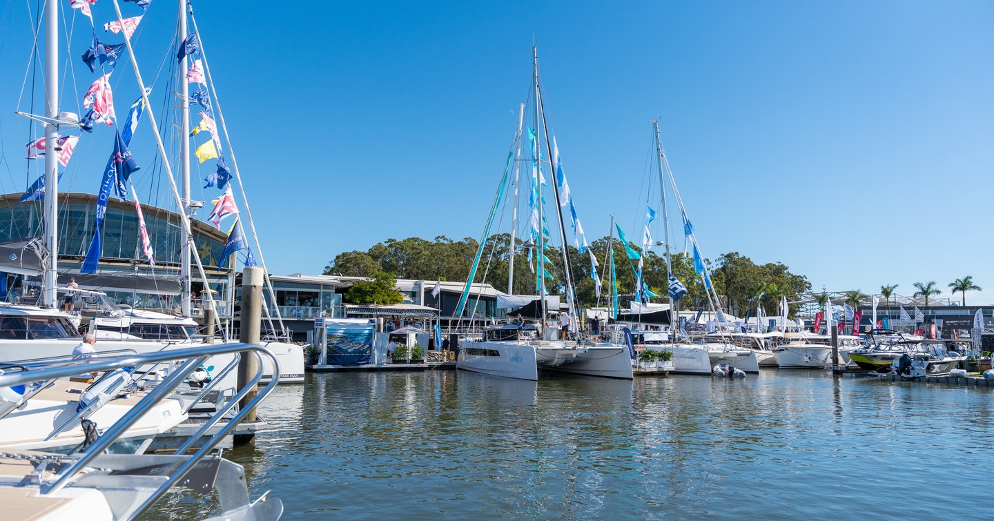 Pontoons and catamarans at Sanctuary Cove International Boat Show