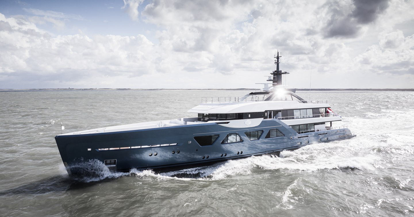 Amels 60 superyacht under way